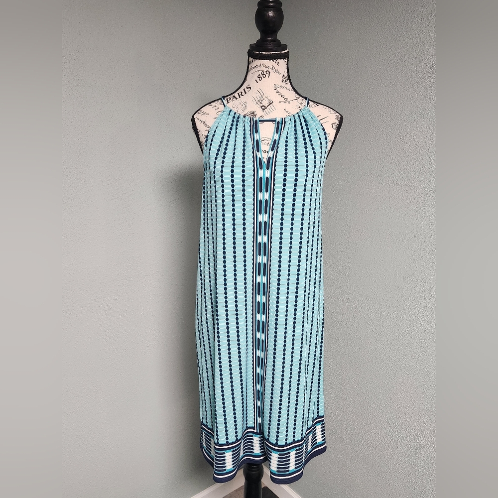 Blue Striped Halter Dress